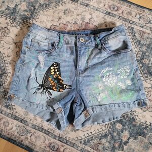 Hand painted butterfly shorts